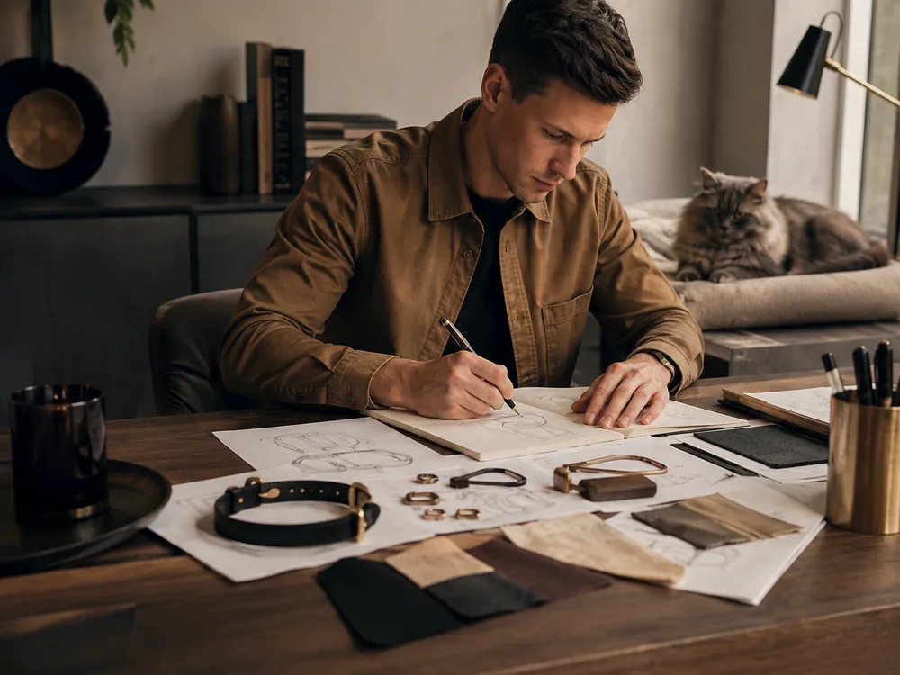 A designer working on the product at a desk